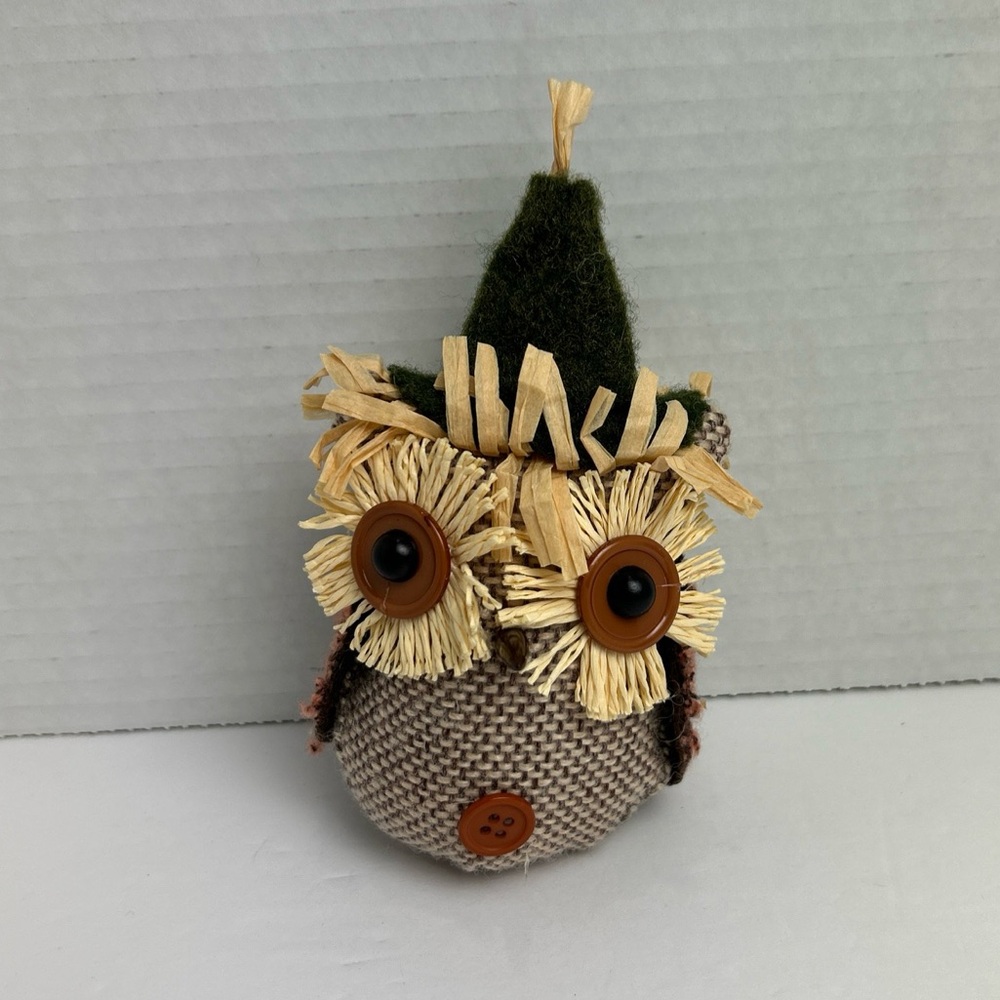 FSSTAM POLYESTER RAFFIA FALL OWL Decor 5x3.5” Burlap Harvest Autumn